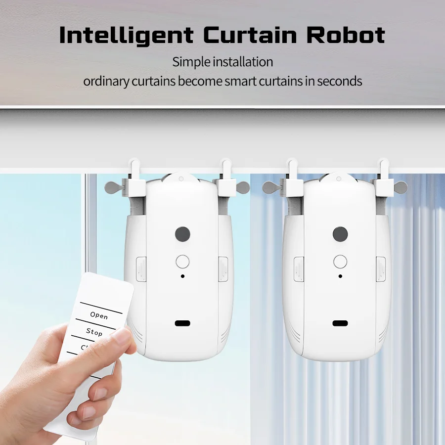 Smart For Home Curtain Opener Electronic T/U Track Curtain Motor Robot Remote Button Control Automatic Curtain Opener