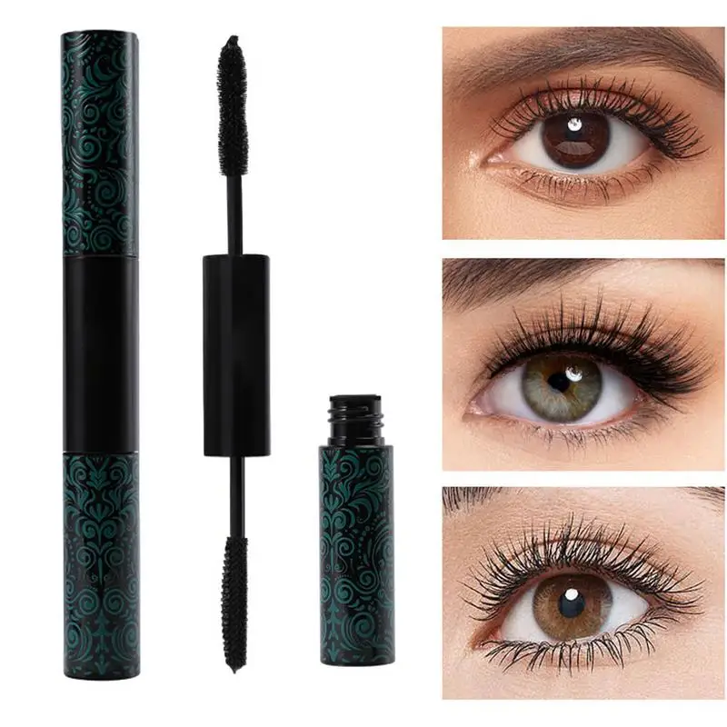 New Mascara Waterproof Moisturize Lasting 2 in 1 Eye Makeup Slender Curly Thick Eyelash Fashion Black Mascara