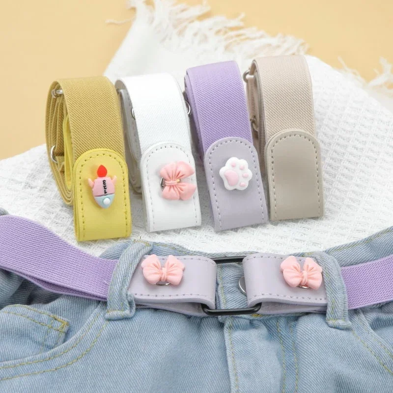 1pc Press Buckle Style Lazy Belt Women'S Versatile Jeans Belt Invisible No-Trace Elastic Stretch Belt Adjustable Length
