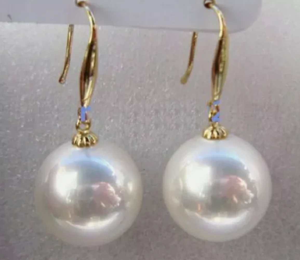 Large amount of AAA 12-13mm natural South Sea white pearl925s pearl earrings 9-13mm