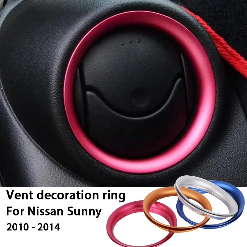 2pcs Dashboard Air Vent Decoration Ring Metal Trim Cover For Nissan Sunny 2010-2014 Car Interior Accessories Modify Spplies