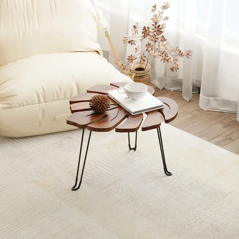 *e for Shaped Wooden Side Table, Boho Accent Table with Metal Hairpin Legs, Creative End Table for Bohemian Living Room Decor *x
