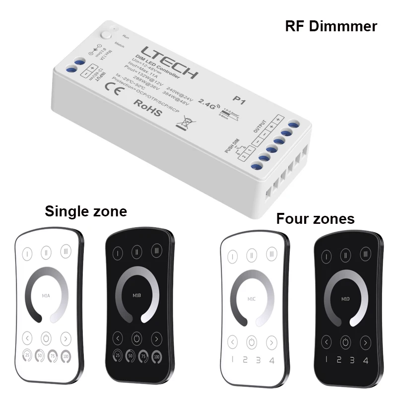 LTECH Mini Touch Panel Led Controller RF 2.4G Wireless12-24V Input LED strip Remote Controller Dimmer CCT RGB RGBW RGBCW RGBCCT