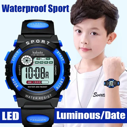 Imagen 1 del producto Reloj deportivo para niños, pulsera Digital LED con correa de silicona, resistente al agua, ideal para estudiantes y niñas
