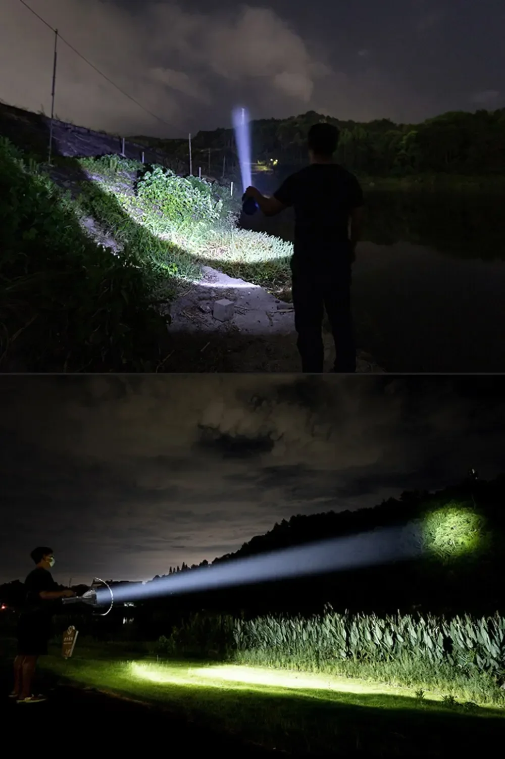 High Power LED Flashlight Waterproof Fishing Lantern Torch USB Rechargeable Powerful Spotlight Searchlight Camping Lamp