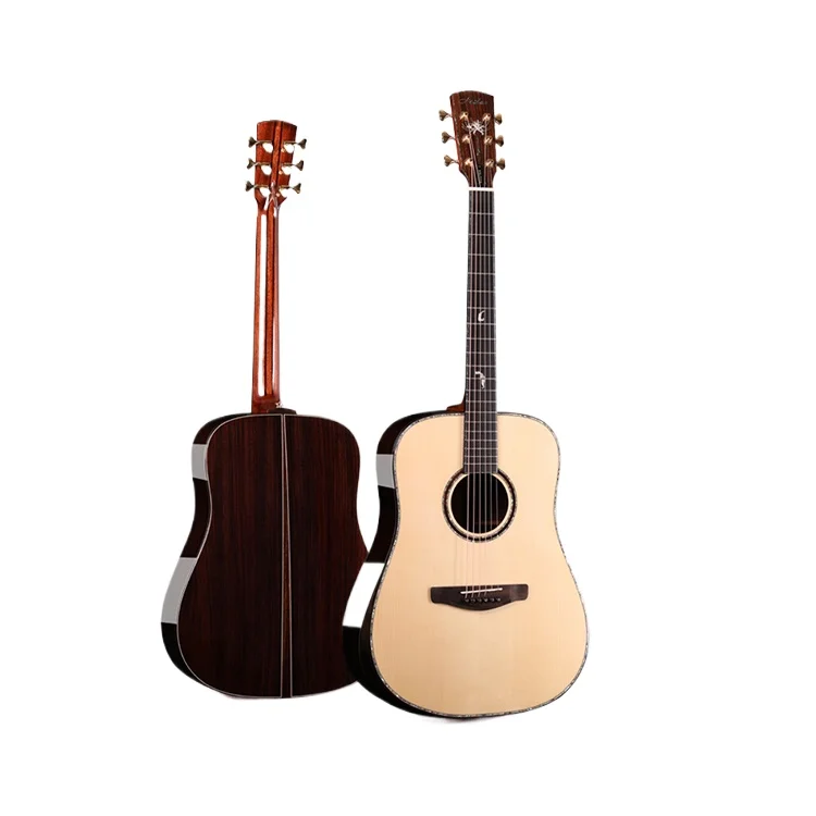 High Quality Folk Solid Wood 41 Inch All Aolid Spruce Top Acoustic Guitar Electric Guitar Beautiful Pattern M-500D