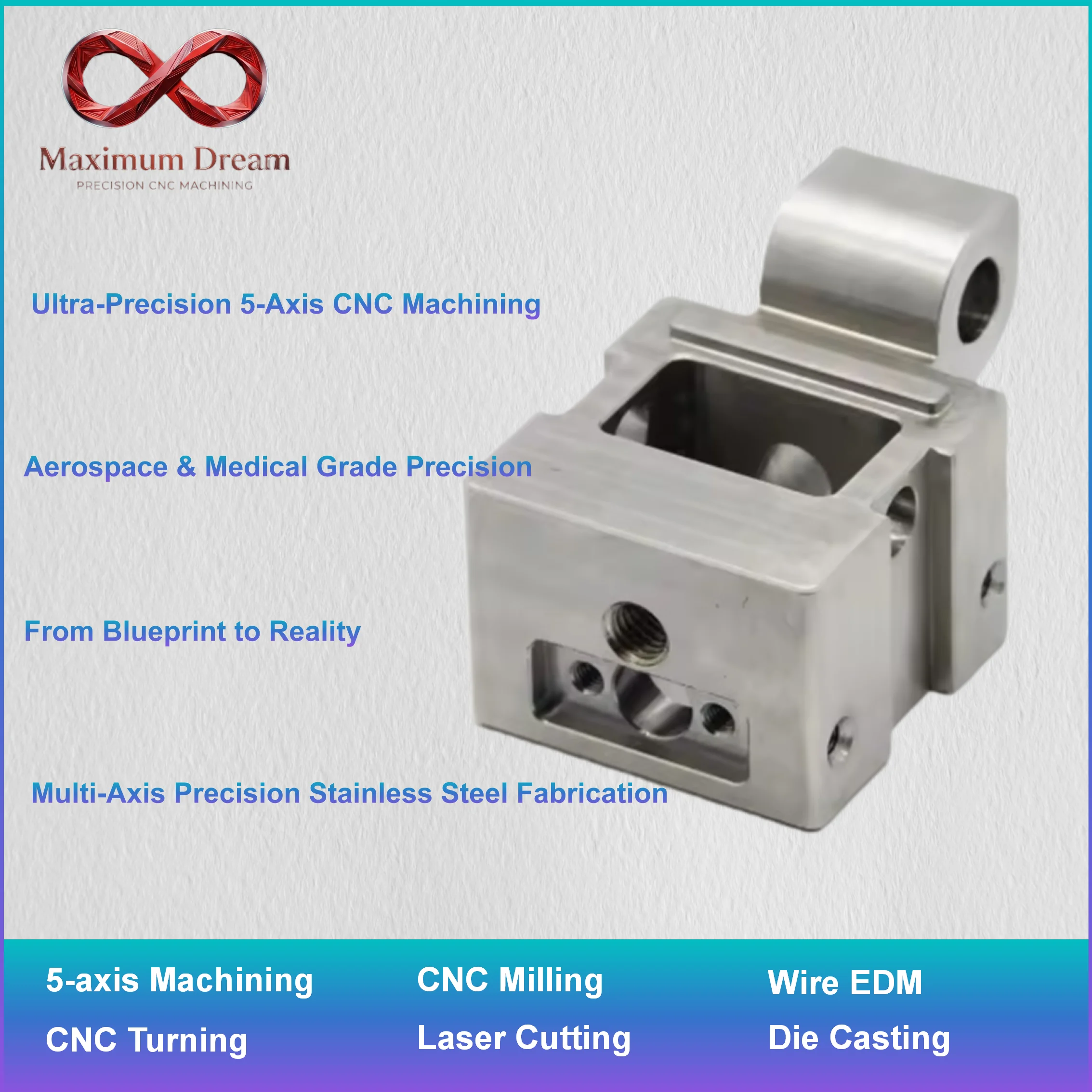 Bespoke 5-Axis CNC Machining Service, Stainless Steel Titanium Custom Mechanical Structural Components, Rapid Prototyping