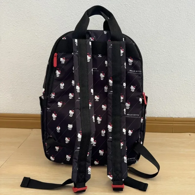 Sanrios Hellokittys Co Branded Black Backpack Anime Kawaii Large Capacity Backpack Simple College Style Commuter Computer Bag