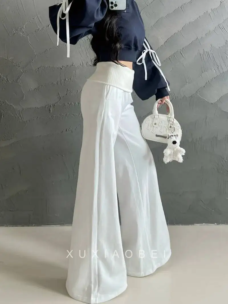 

Женские широкие брюки M5648 свободного кроя с контрастными цветами, повседневные модные брюки с высокой талией, осенняя мода BK7B