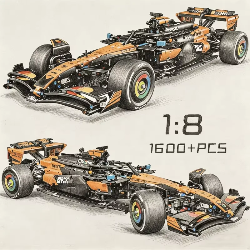 NOUVEAU Ensemble de blocs de construction de voiture de sport super orange 1:8, 42228, 1675 pièces, MOC, modèle à assembler soi-même, jouet cadeau pour garçons et enfants