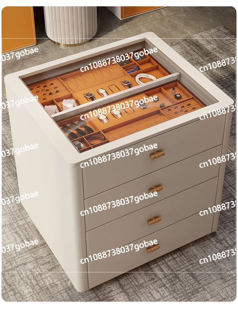 ZC Cloakroom Mid-Island Table Modern High-End Mid-Island Cabinet Multi-Functional Jewelry Storage Display Cabinet