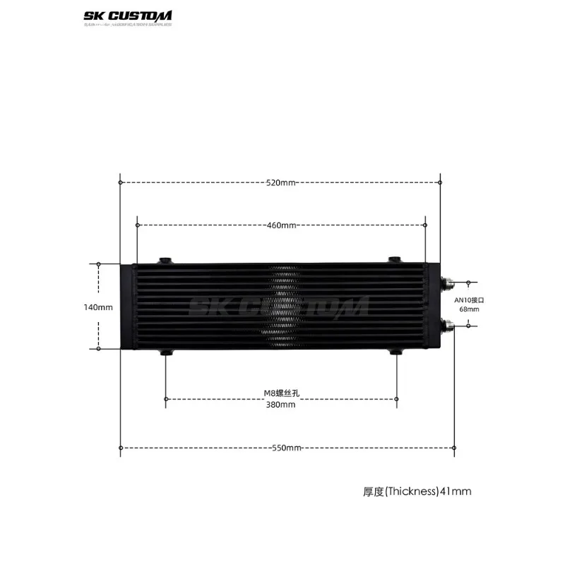 Universal AN10 Oil Cooler Side Outlet Plate-Fin Heat Exchanger Single Inlet Dual Channel SUV Sedan