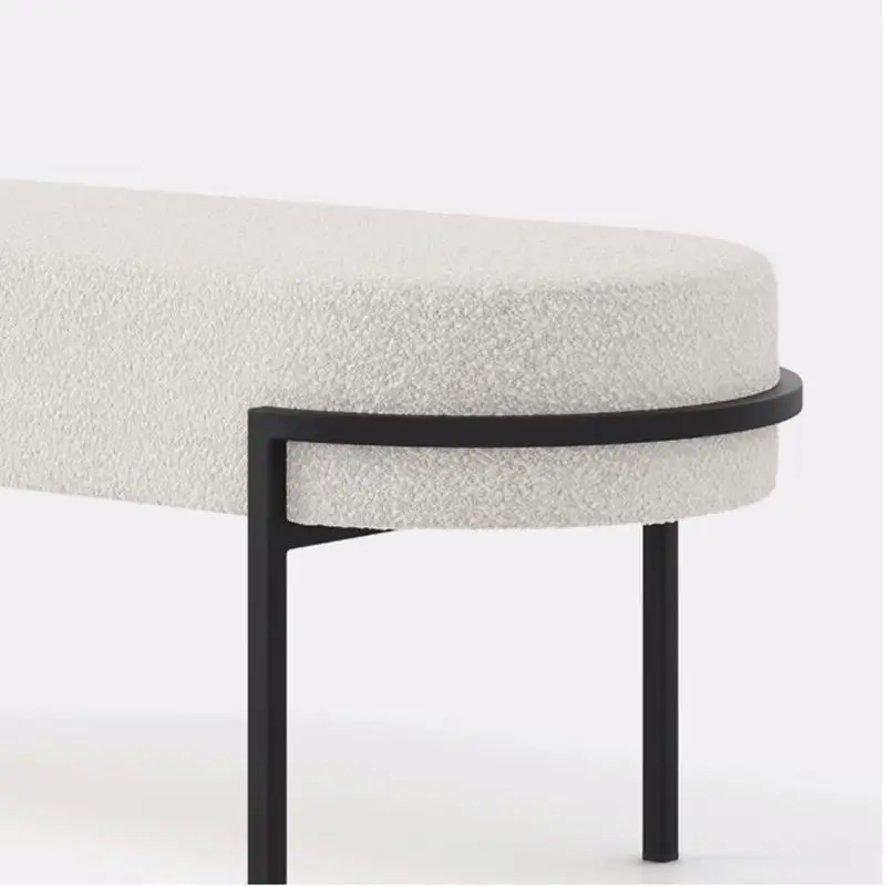 Lamb wool bench entry door shoe change stool simple end of bed living room cloth store sofa side stool cream wind long chair