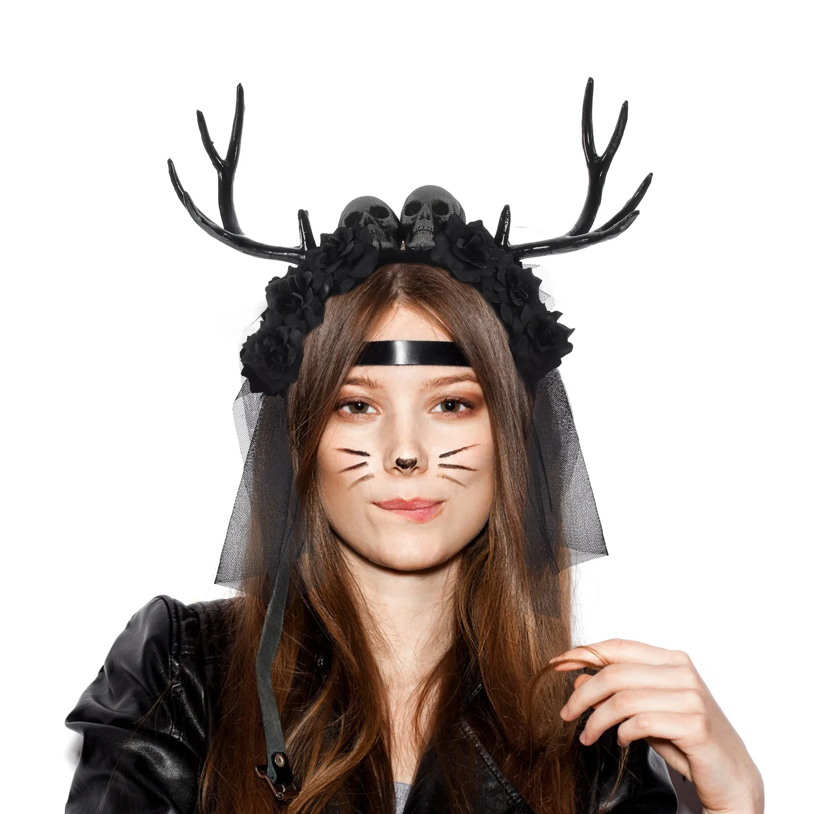 

Antler Headband Goth Headbands Antlers Horns Headpiece Halloween Reindeer Fabric Spiky