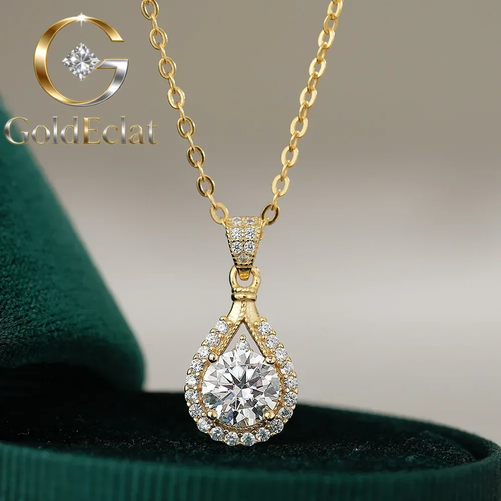 

Ожерелье GoldEclat Luxury из 100% настоящего 18-каратного золота с подвеской-пиписью и муассанитом, женская цепочка на ключицу