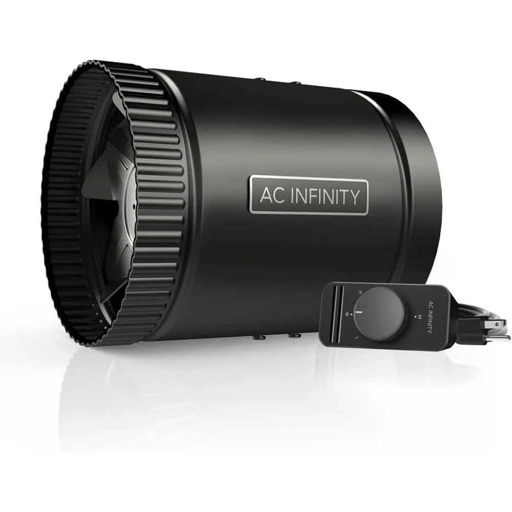 مروحة معززة للقناة المضمنة مقاس 6 بوصات مع وحدة تحكم في السرعة ومنفاخ منخفض الضوضاء وأنظمة HVAC والطابق السفلي والحمامات والمطابخ وورش العمل