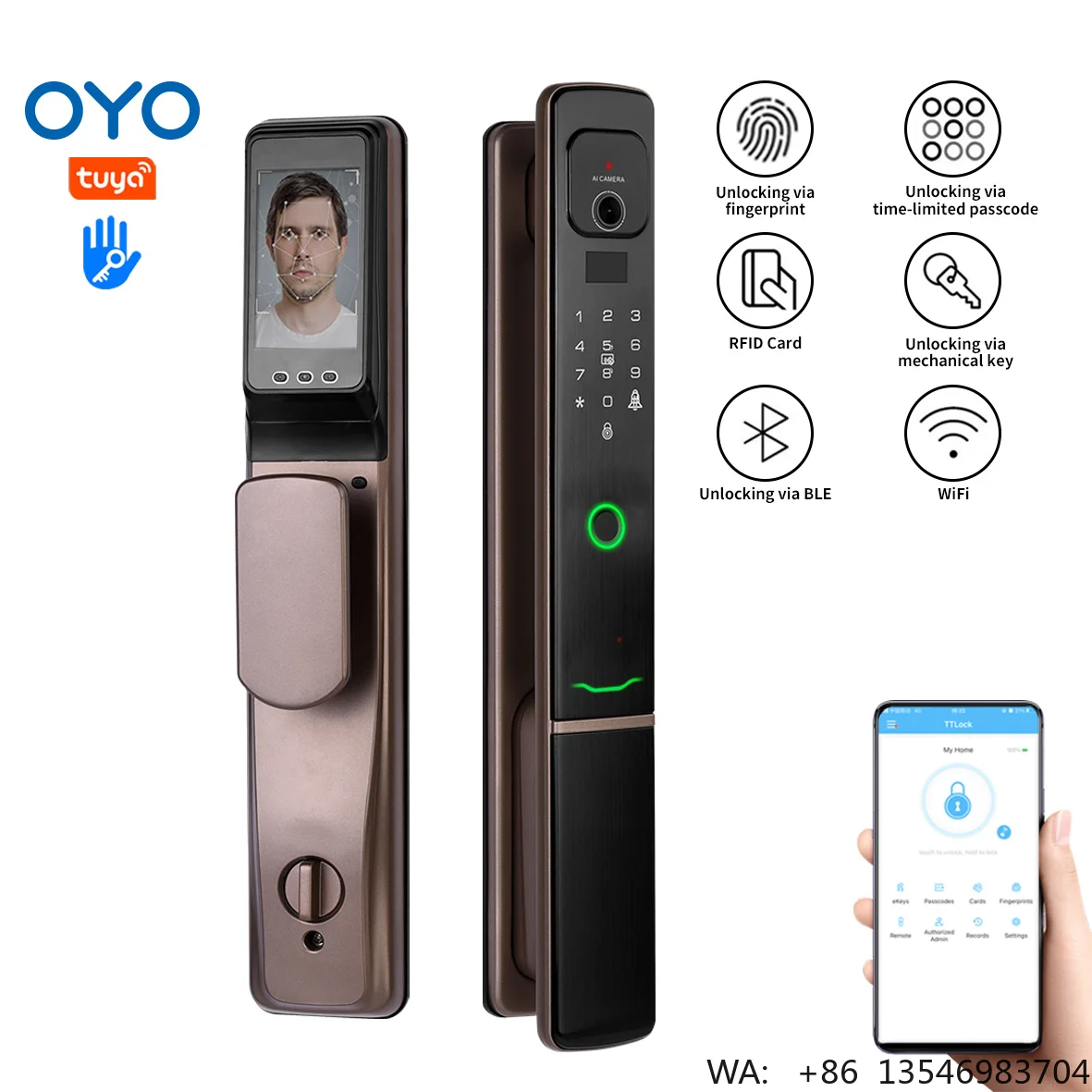 OYO Outdoor Smart Lock With Camera Unique Stylish Inteligente Electronic Fingerprint Metal Door Smart Door Lock for Front Door
