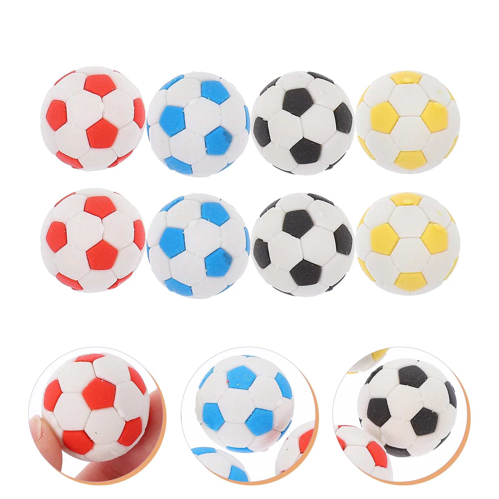 

20 Pcs Kids Eraser Football 3d Cartoon Small Shape 20pcs Mixed Color Pencils for Portable Mini Erasers Student Novelty