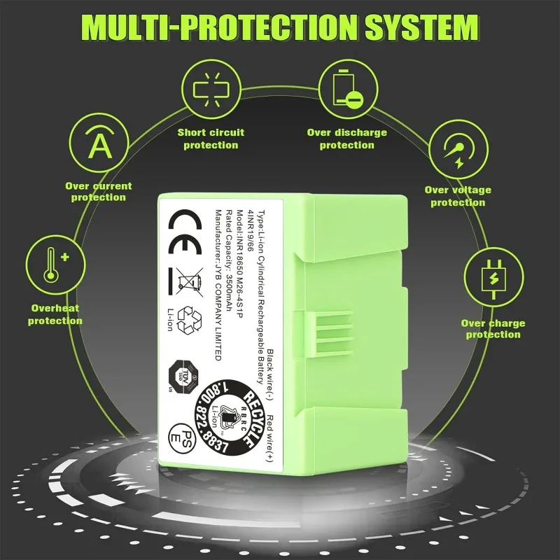 

Battery 14.4V 4000mAh Li-ion High Capacity Replacement Battery For IRobot Roomba Series I3/i3+/i4/i4+/i7+/e5/e6 Robot Vacuum