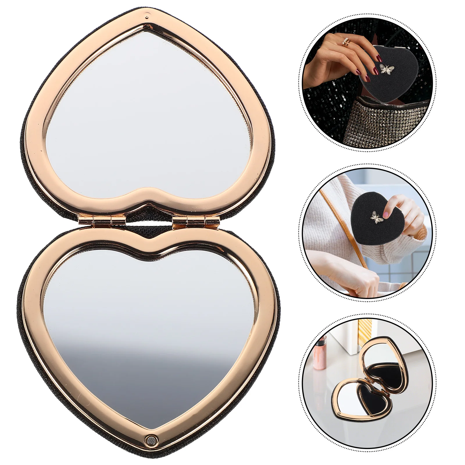 

Double-Sided Portable Folding Makeup Mirror Butterfly Pattern Compact Mini Travel Mirror for Purse Personal Makeup Mirrors