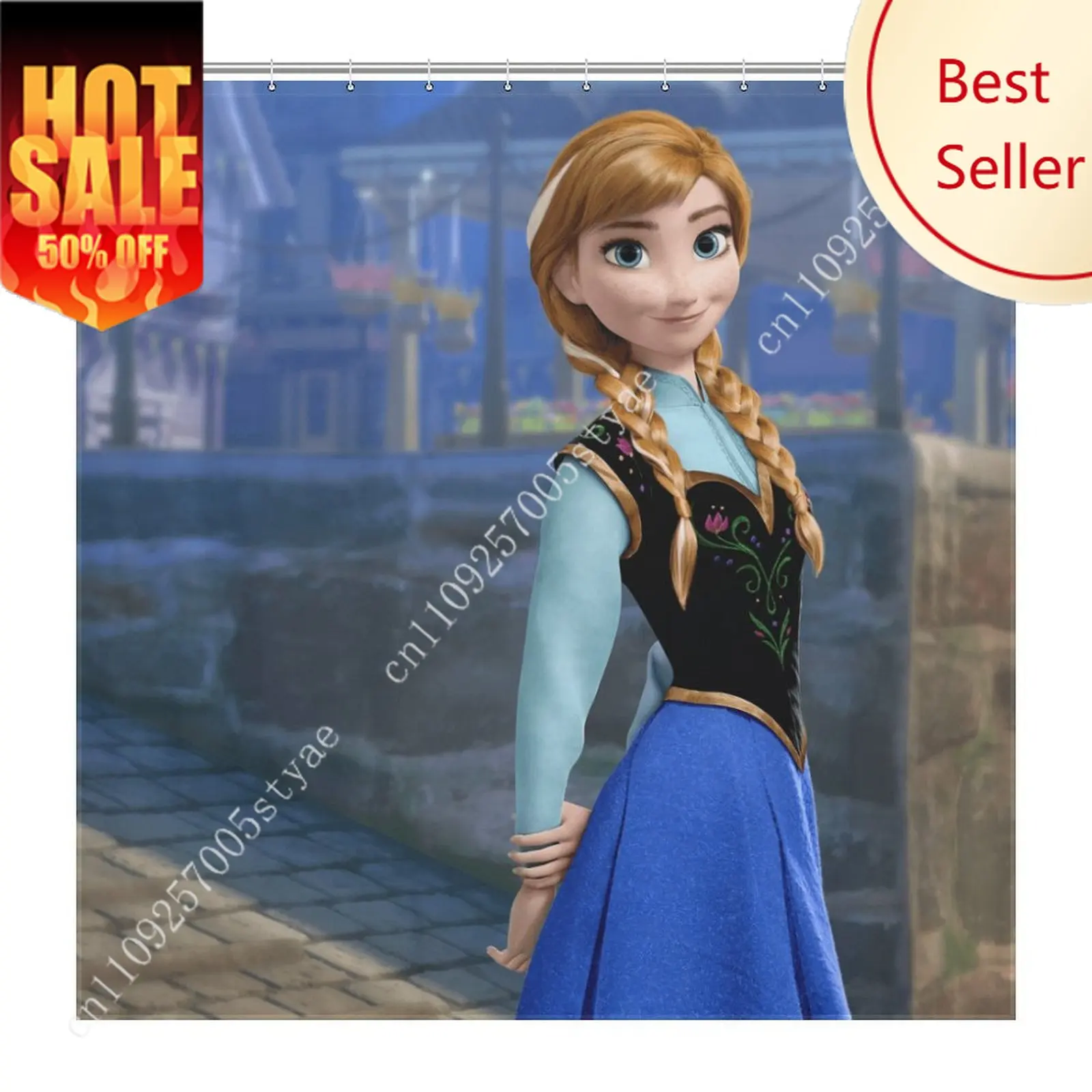 

Anna Frozen 2 Shower Curtain Disney Cartoon Movie Kids Cute Animal Bathroom Home Party Decoration Waterproof Custom Bath Curtain