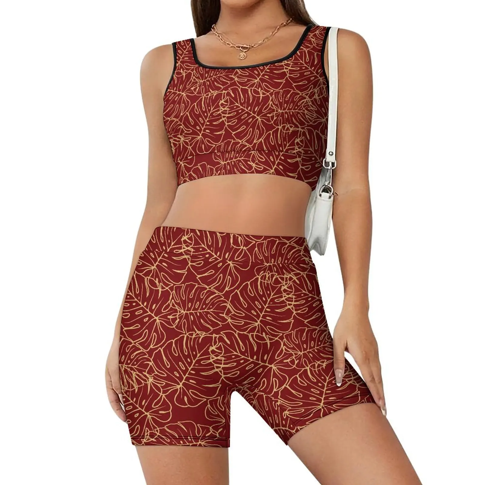 

Комплект костюма для йоги с узором Fiji Island, высококачественный тренировочный костюм для пилатеса, может быть настроена по индивидуальному заказу с персонализированными узорами