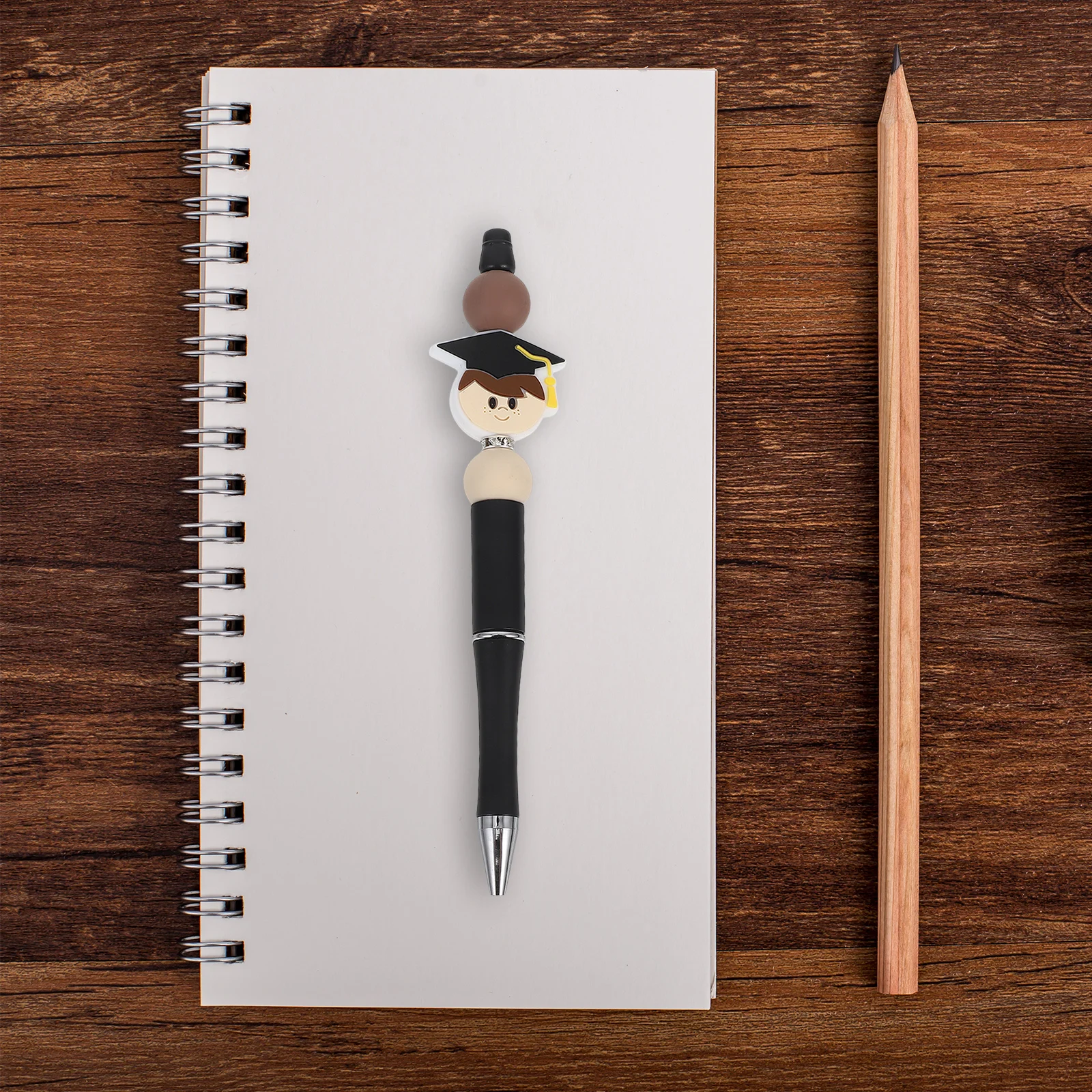 

Graduation Theme Beaded Ballpoint Pen Graduation Cap Design Comfortable Grip Smooth Writing Student Present Beaded Pen Kit