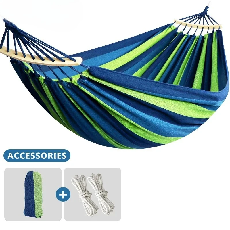 

2-местный уличный холст, гамак для кемпинга, изгиб, деревянная палочка, устойчивый Hamak Park, качели, подвесной стул, Hangmat, синий, красный