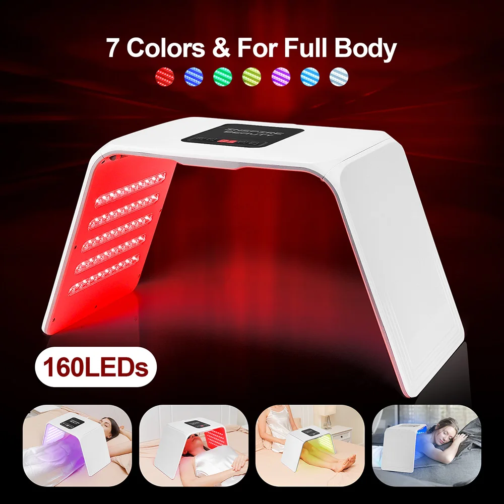 160 LEDs Foldable 7 Colors LED Photon Machine Home Use Beauty Salon LED Facial Body SPA Mask PDT Machine Face LED Mask Skin Care