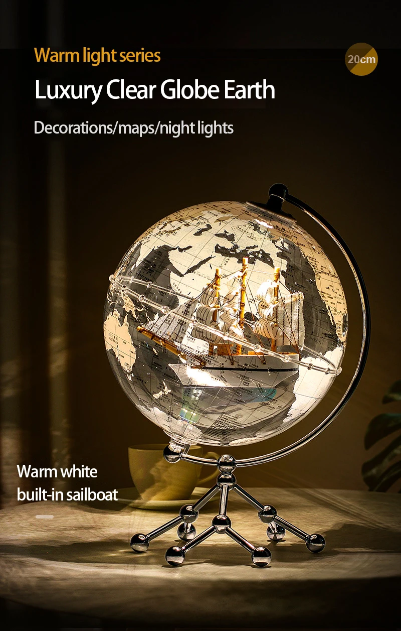 Globe decoration 20cm warm light series light luxury study living room dark light home decoration globe