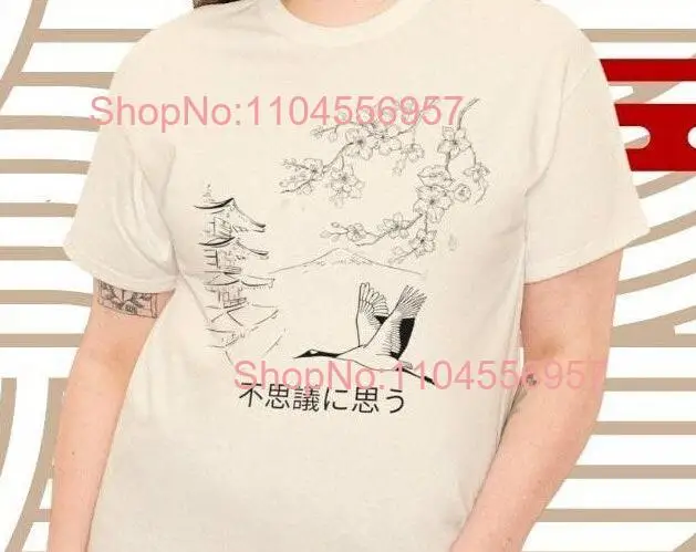 Camiseta Sakura flor de cerezo grulla japonesa Top Floral Hanami Zen Retro Vintage estética amante de la naturaleza