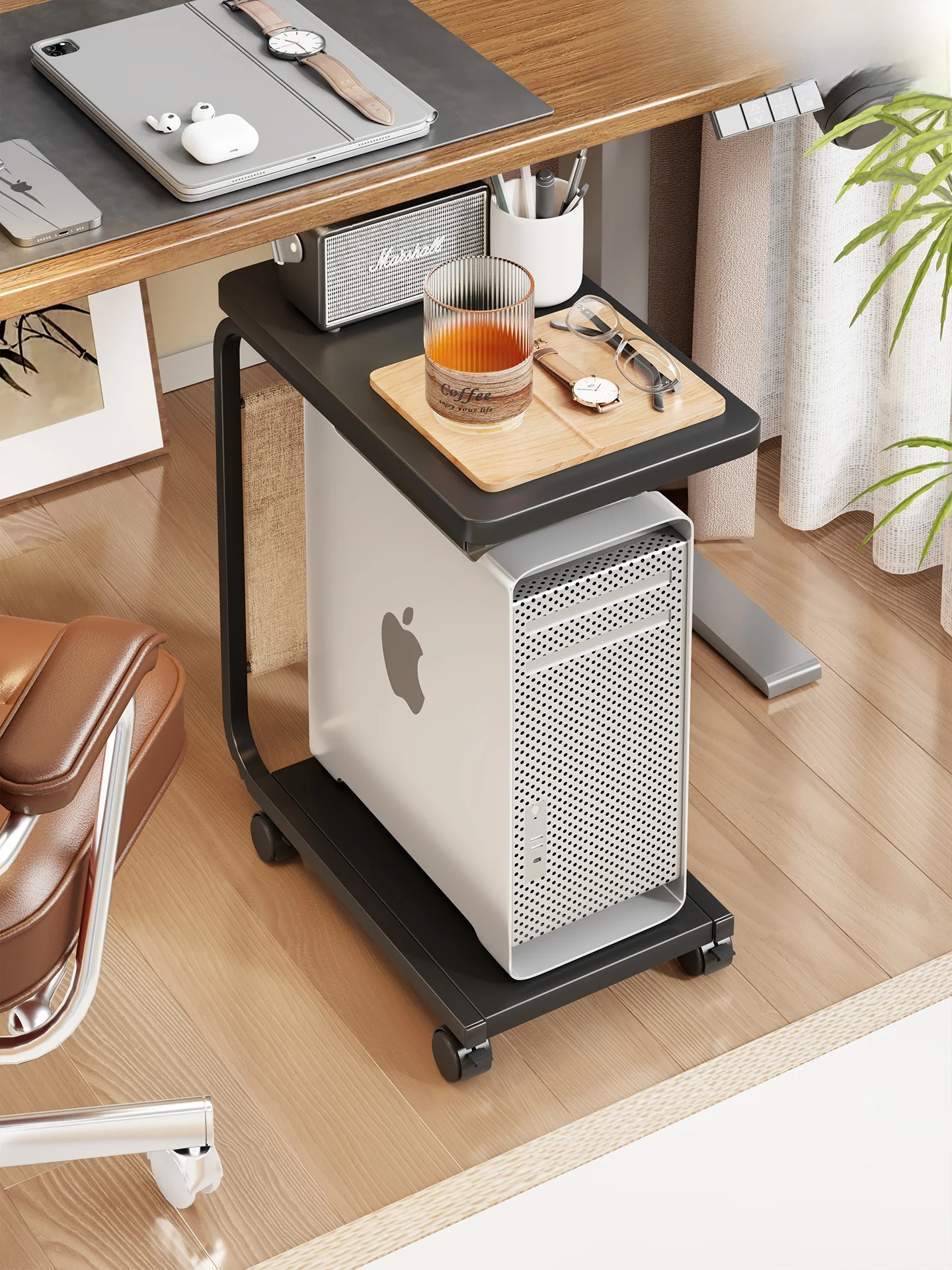 desktop-computer-host-case-roller-bracket-small-cart-storage-base-metal-material-office-supplies-bookshelf-organizer