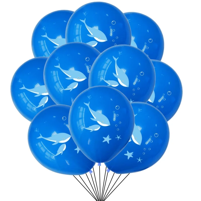 10/30 Stück Blaue Hai-Latexballons Geburtstagsparty-Deko Ozean-Hai-Ballons Geburtstagsdekoration für Kinder Baby-Shower Partyzubehör – Detail 2