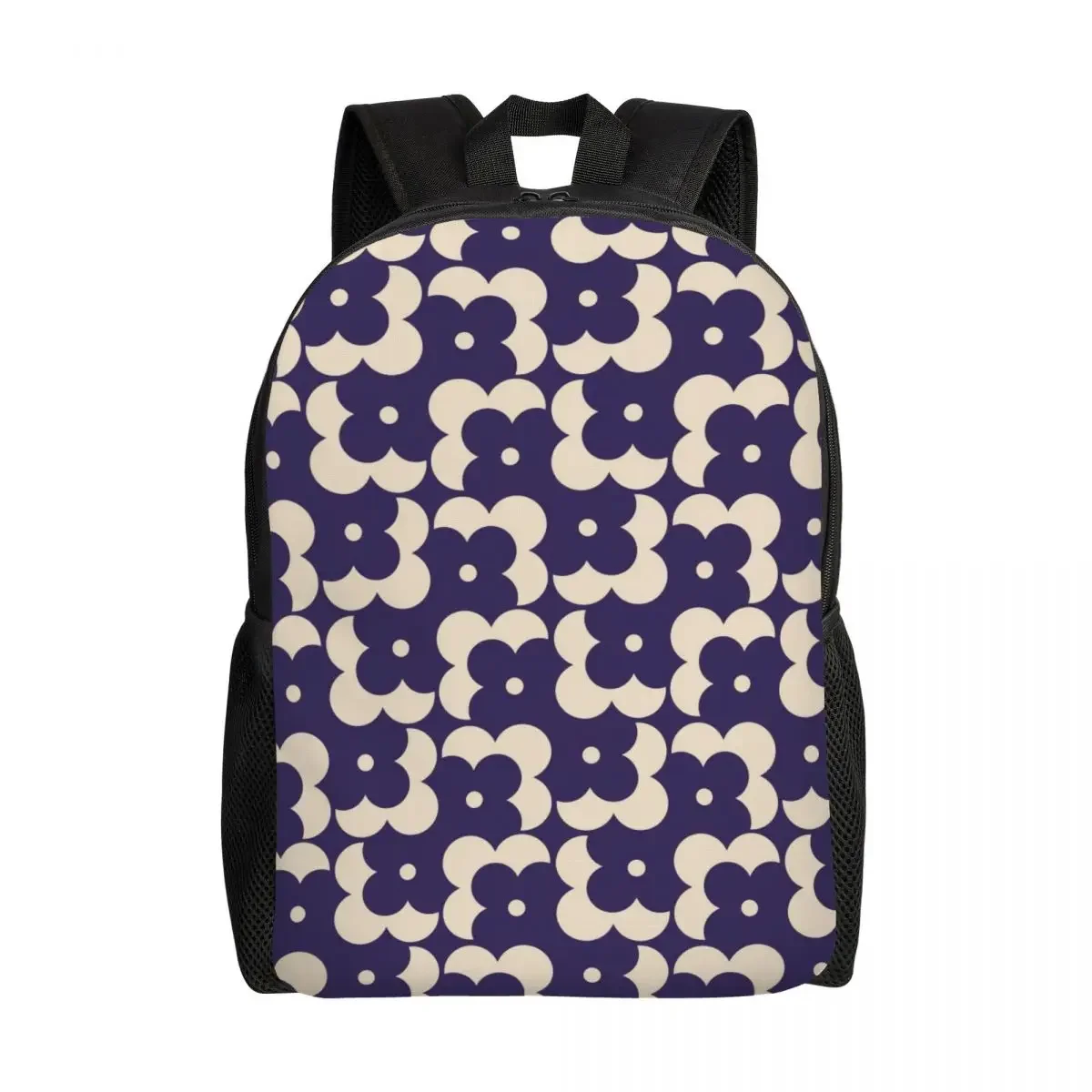

Personalized Flower Shadow Dot Navy Backpacks Men Women Casual Bookbag for School College Orla Kiely Bags