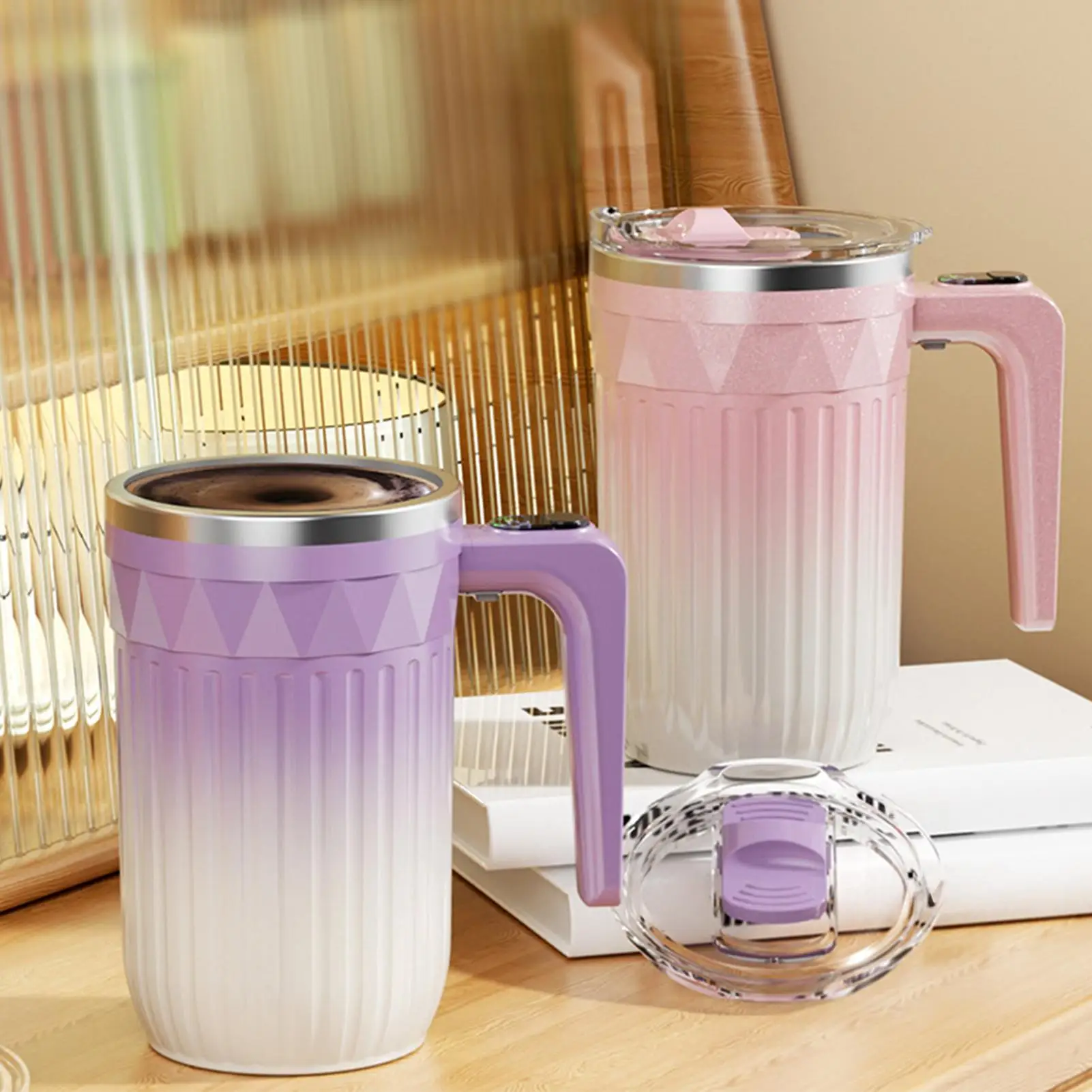 Automatic Stirring Coffee Mug 450ml Heating Mixer Cup with Detachable Stirrer Rechargeable Self Stirring Coffee Cup for Milk Tea