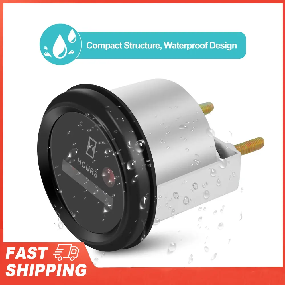12‑36V DC AC 6 Digit Accurate Round Quartz Hour Meter Gauge Tester for Truck Engine Hour Meter Hour Boat Car  Gauge Hour Tester
