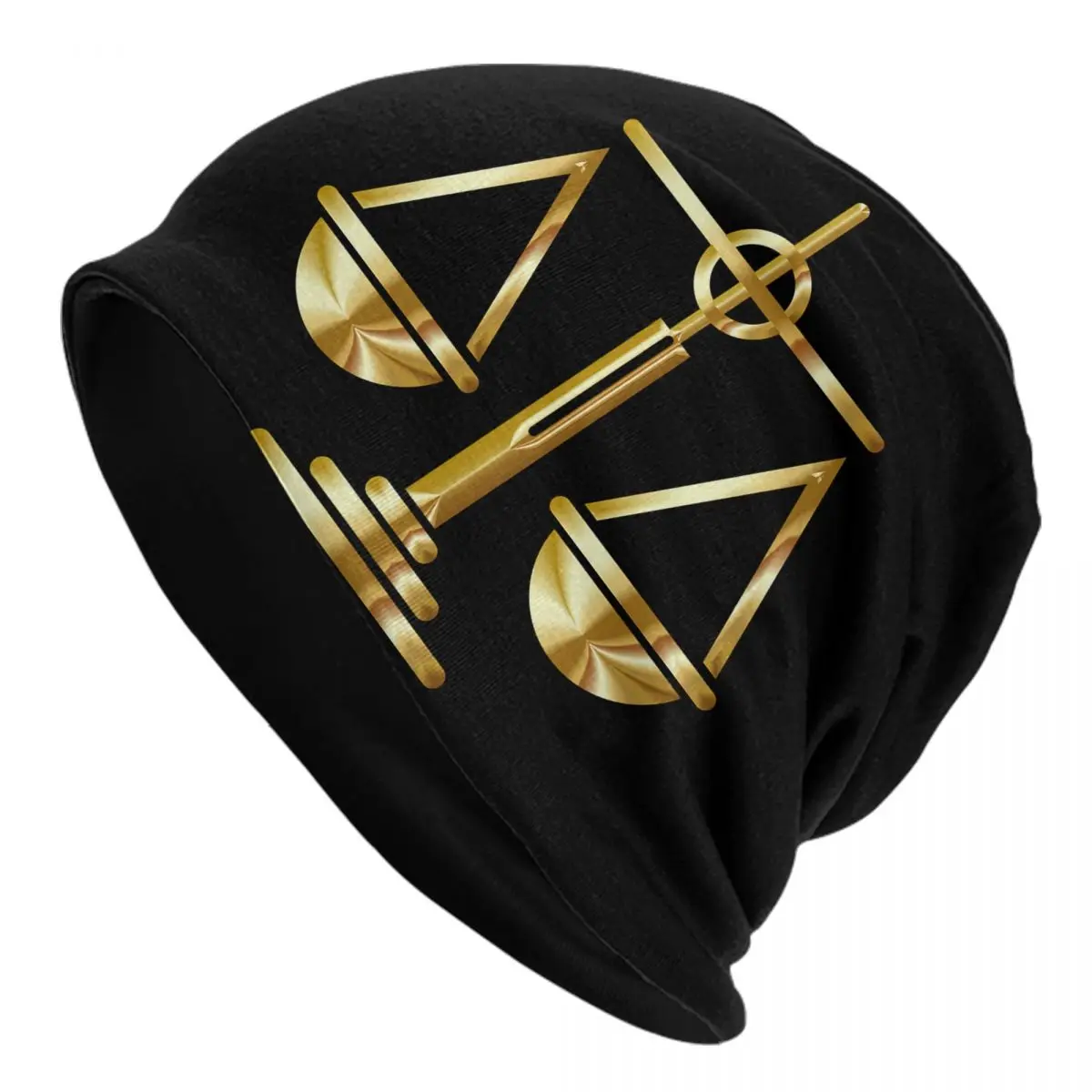 Unisex Gold Scales of Justice Beanie Cap, Law Logo Bonnet, Ski Lawyer Chapéus, Skullies Partido Jurídico, Gorros para Casa, Chapéus de malha