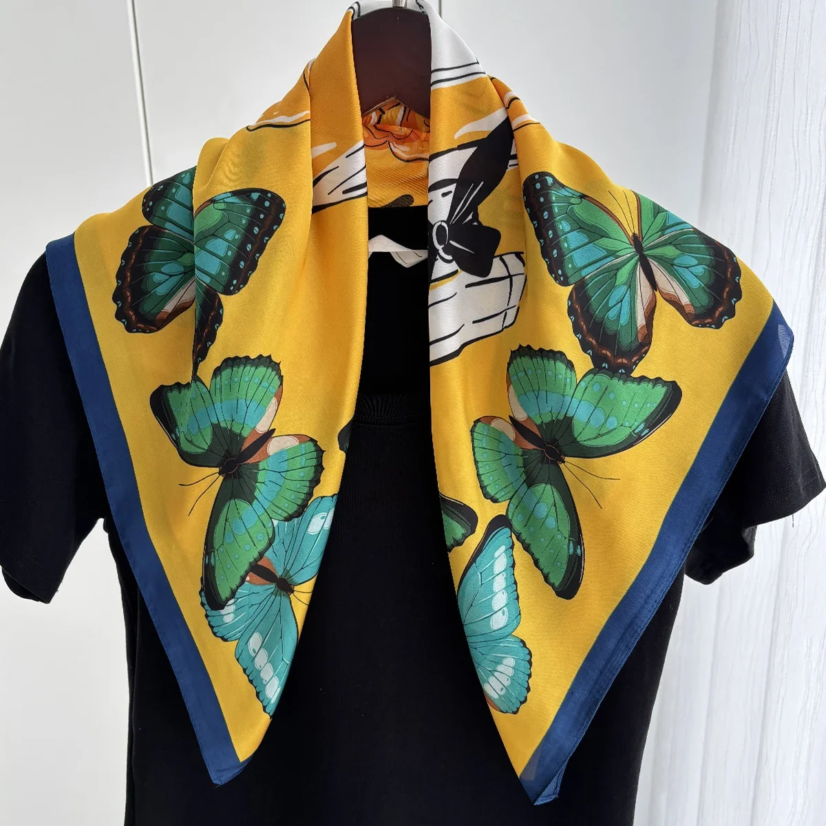 70*70 سنتيمتر المرأة الصيف الفاخرة موضة طباعة وشاح لينة الساتان هيرباند منديل التعادل الإناث عقال Foulard 2025 عادية #6