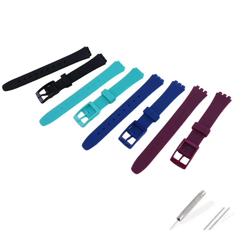 

Watch Accessories 12mm silicone watch band Compatible for Swatch short fashion belt buckle women's rubber watch strap bracelet