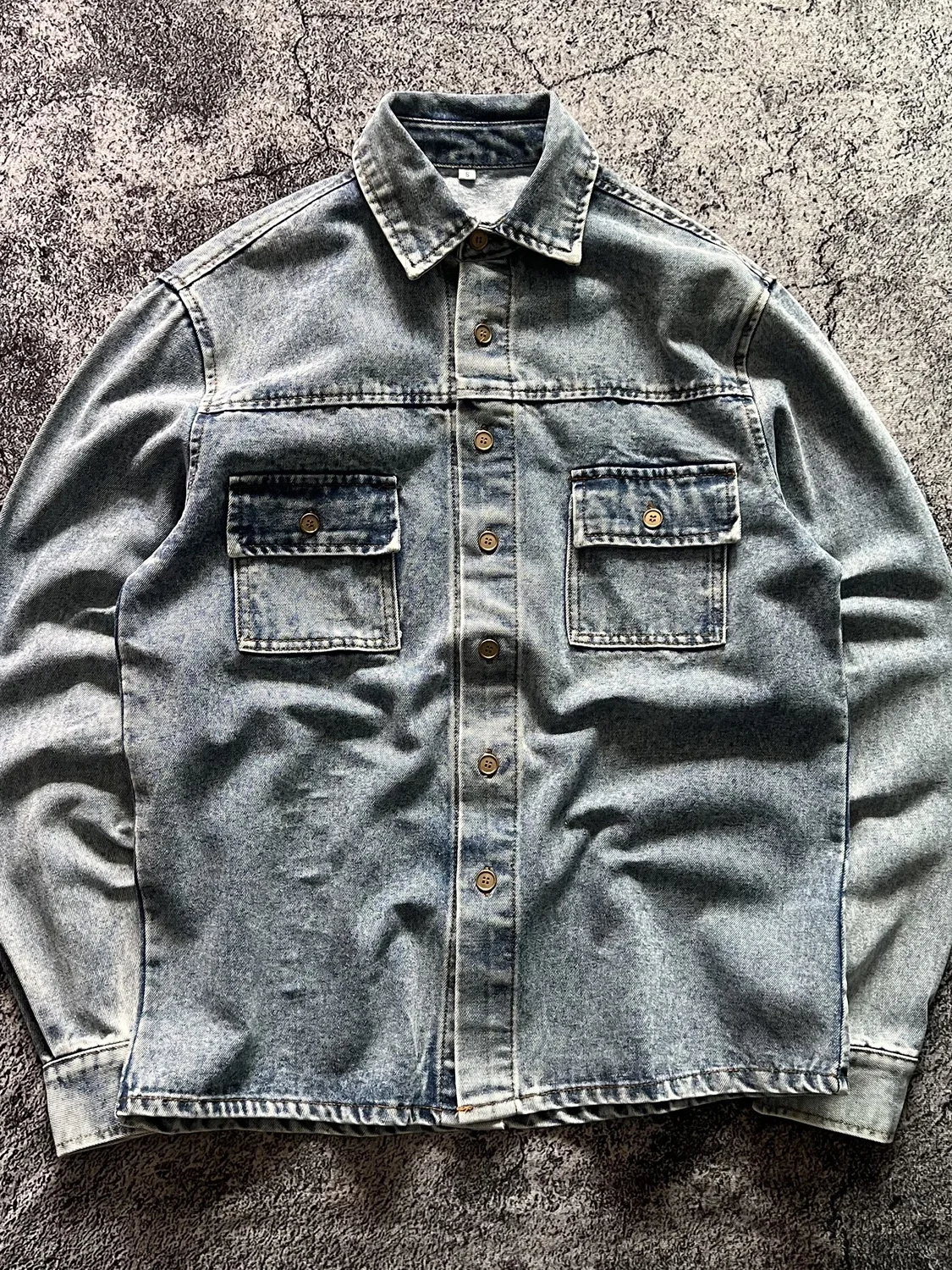

Retro American Waed Double ket Workwear Jeans Jaet Spring Autumn Heavyweight Trendy Large Size Casual Loose Fit Top