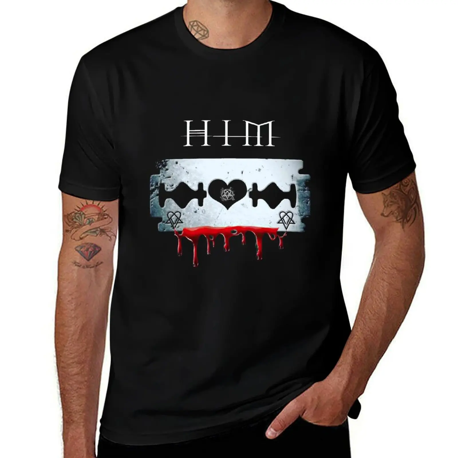 

Razorblade_Romance_HIM_Ville_T-shirt T-Shirt Large Size Short Sleeve T-Shirt