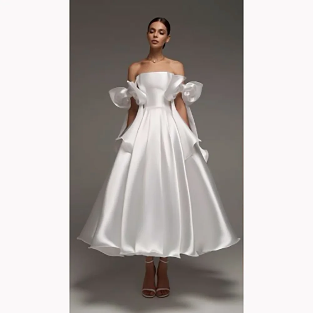 

Bowknot Women Dresses Formal White Customized Sleeveless Backless Bridal Gowns Elegant Wedding And Evening Party Dresses