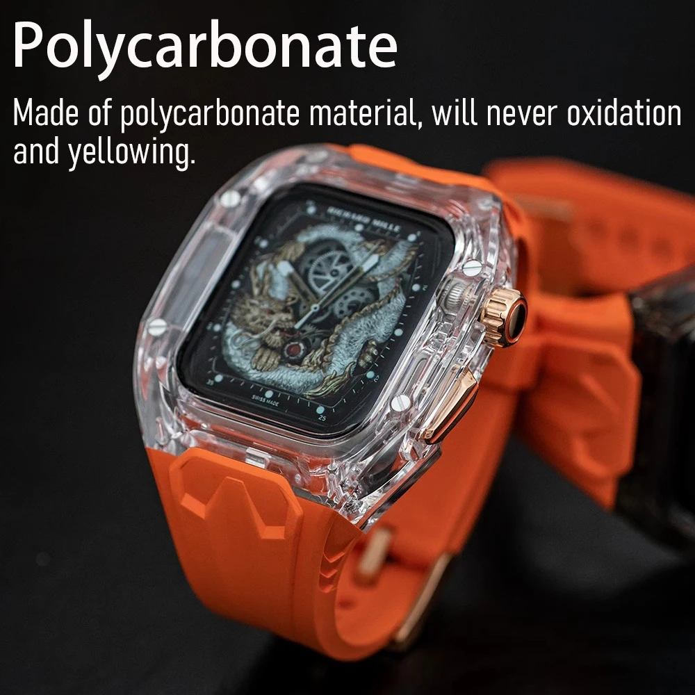 حافظة تعديل كريستال + حزام ساعة لـ iWatch Series10 46mm 42mm Ultra 2 49mm 45mm RICHARD Mile Style حزام السيليكون تعديل Ki #4