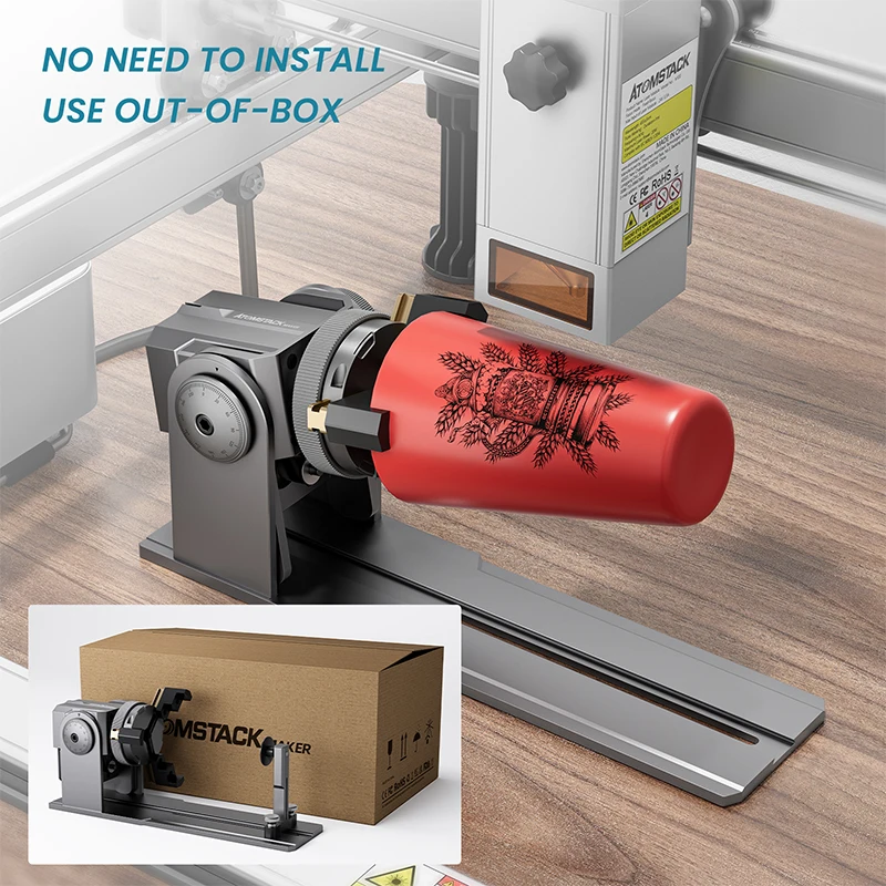 ATOMSTACK Maker R1R2 Multifunctional Rotary Clamp Roller Swivel For Laser Engraving Of Cylindrical Objects On Rings