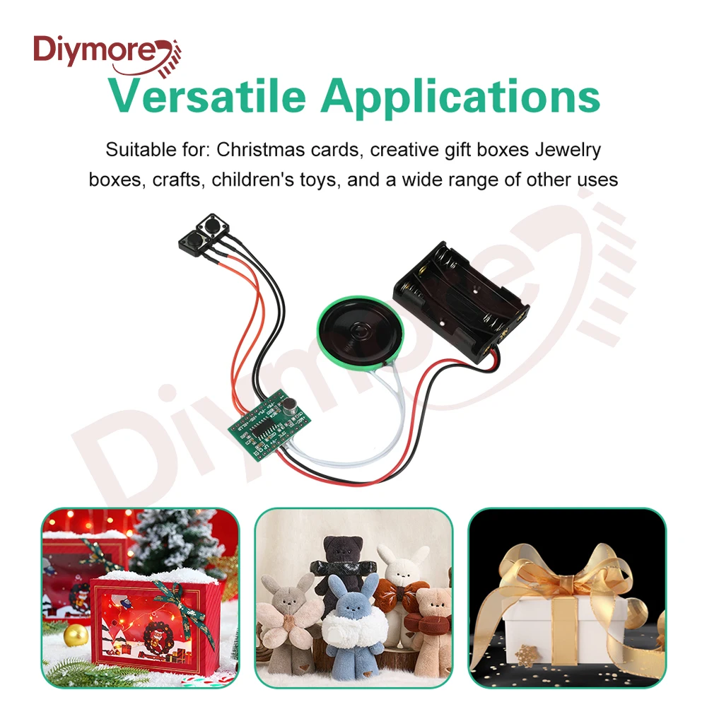 60 Second Greeting Card Module Recordable DIY Voice Sound Record Chip for Holiday Crafts Light and Buttons Greeting Card Module