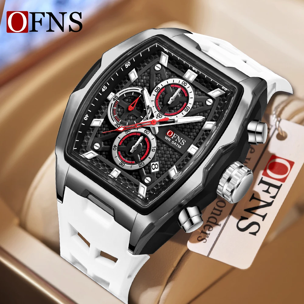 OFNSN1205 Fashion Sports Watch Men's Fashion Six Needle Quartz Chronometer 5ATM Waterproof Luminous Calendar Trendy Dressing