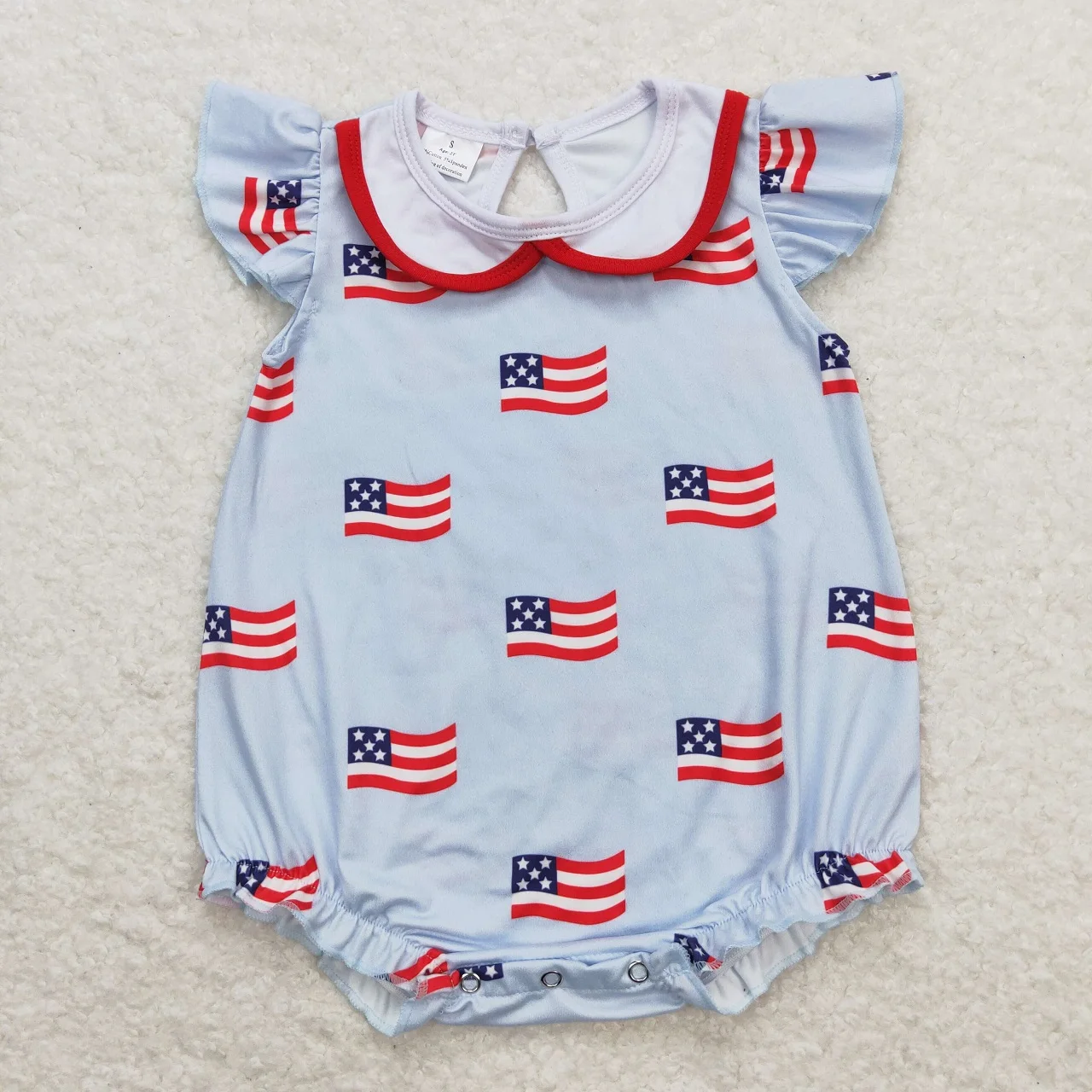 Wholesale Newborn Toddler July 4th Clothing Baby Girl Flags Bows Boots Infant Jumpsuit Kids Children Overall Bubble Romper