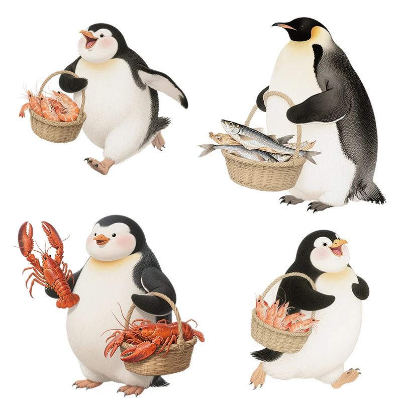 Three Ratels CAA3 Funny seafood express penguin cartoon animal wall stickers for home decoration Kitchen decals