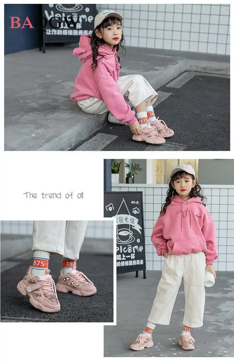 Spring Fashion Child Sneakers Rhinestones Glittering Childen Outdoor Leisure Sports White Shoes Sequined Kids Toddler Girl Shoes