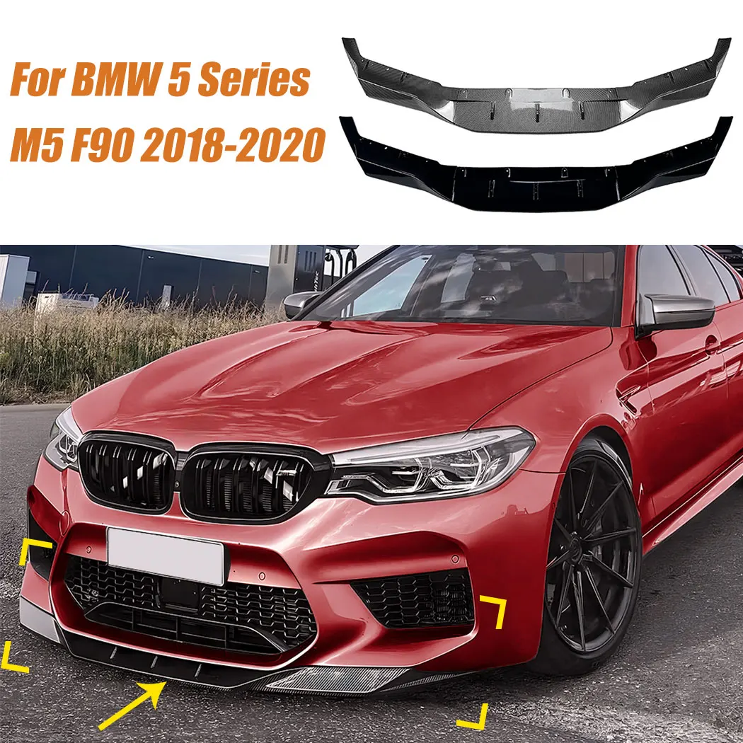 3pcs Car Front Bumper Front Lip Splitter Spoiler For BMW 5 Series M5 F90 2018-2020 ABS Body Guard Decoration Exterior Modified